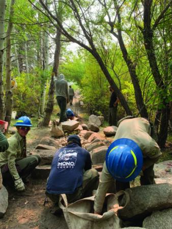 Mono County Trail Stewards hard at work on the trail.